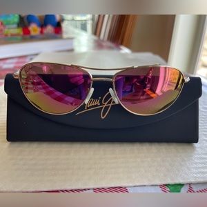 Maui Jim Custom Baby Beach Aviator Sunglasses Yellow Gold Pink Maui Sunrise